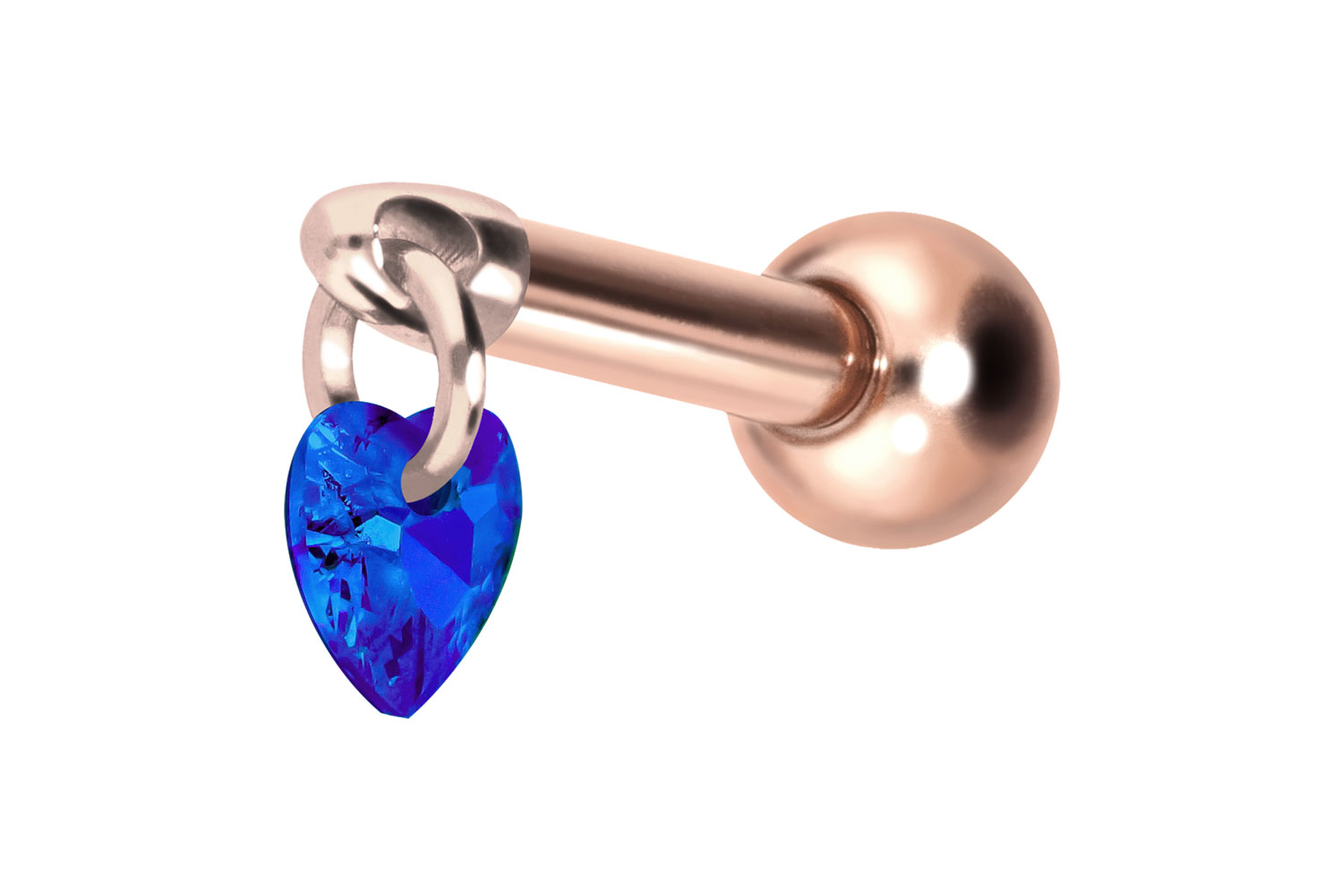 Titan Ohrpiercing mit Innengewinde KRISTALLHERZ